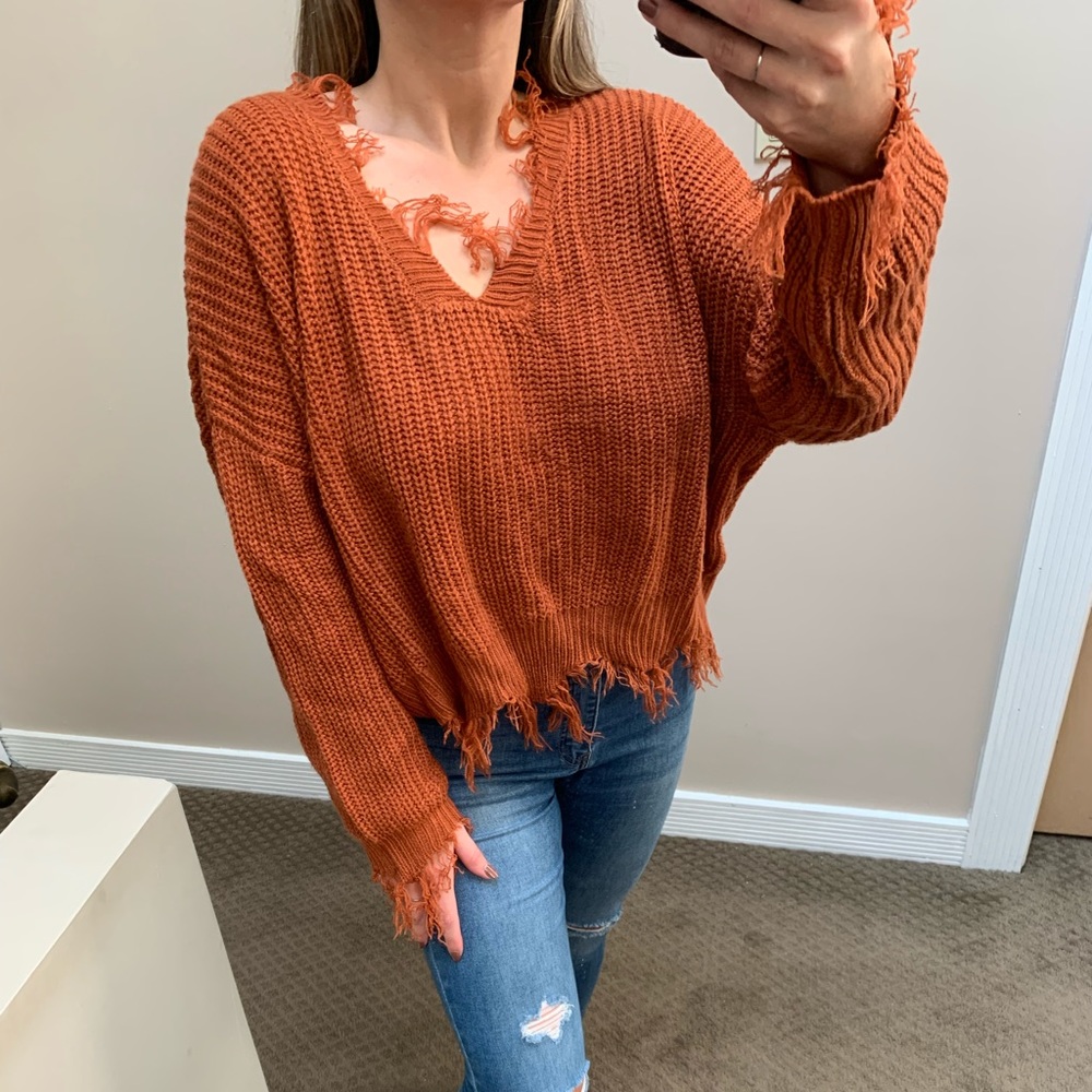 Womens Dark Orange Fall Sweater Size L